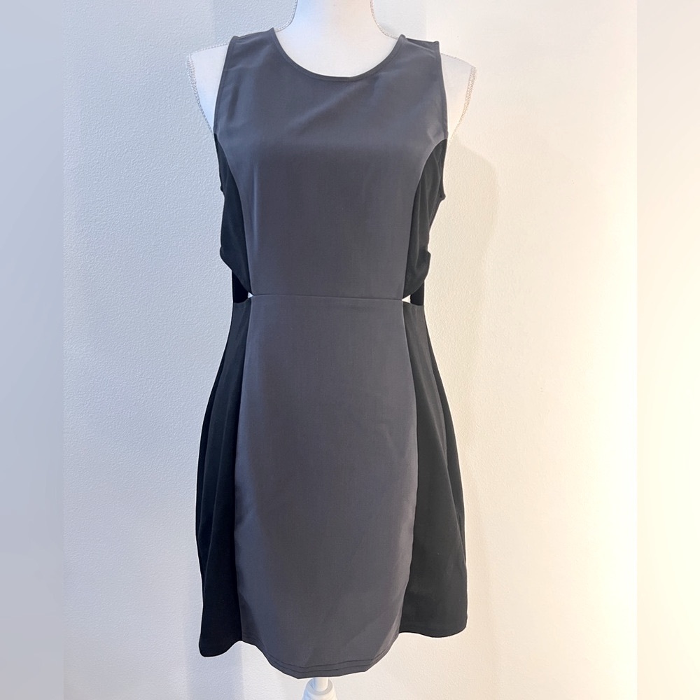 Elegant Gray and Black Sleeveless Dress
